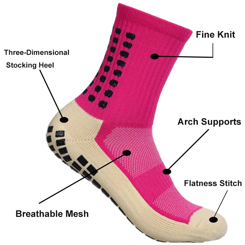 3 Pairs Non-Slip Grip Football Socks